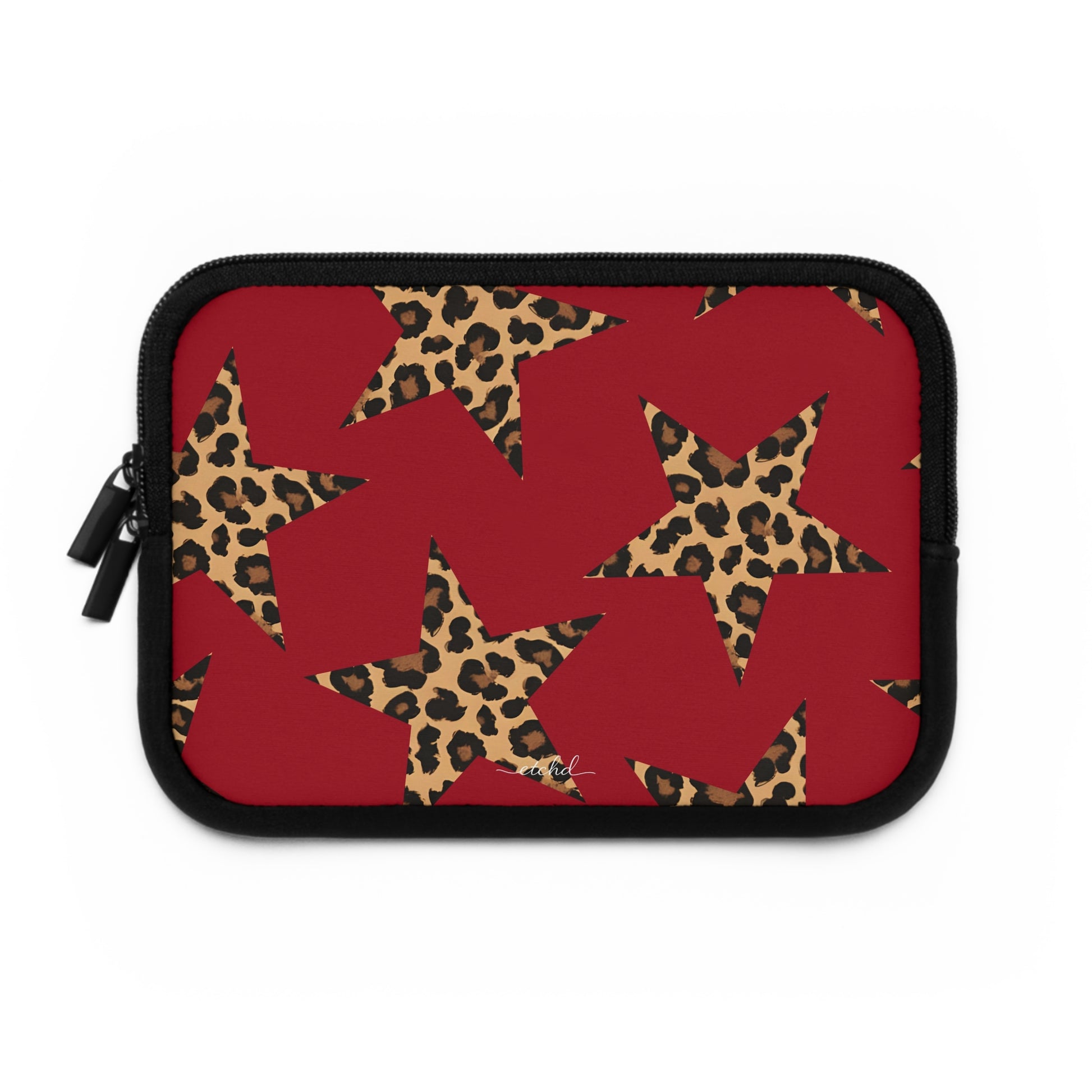 Red & Leopard Stars Laptop Sleeve by etchd, view 2