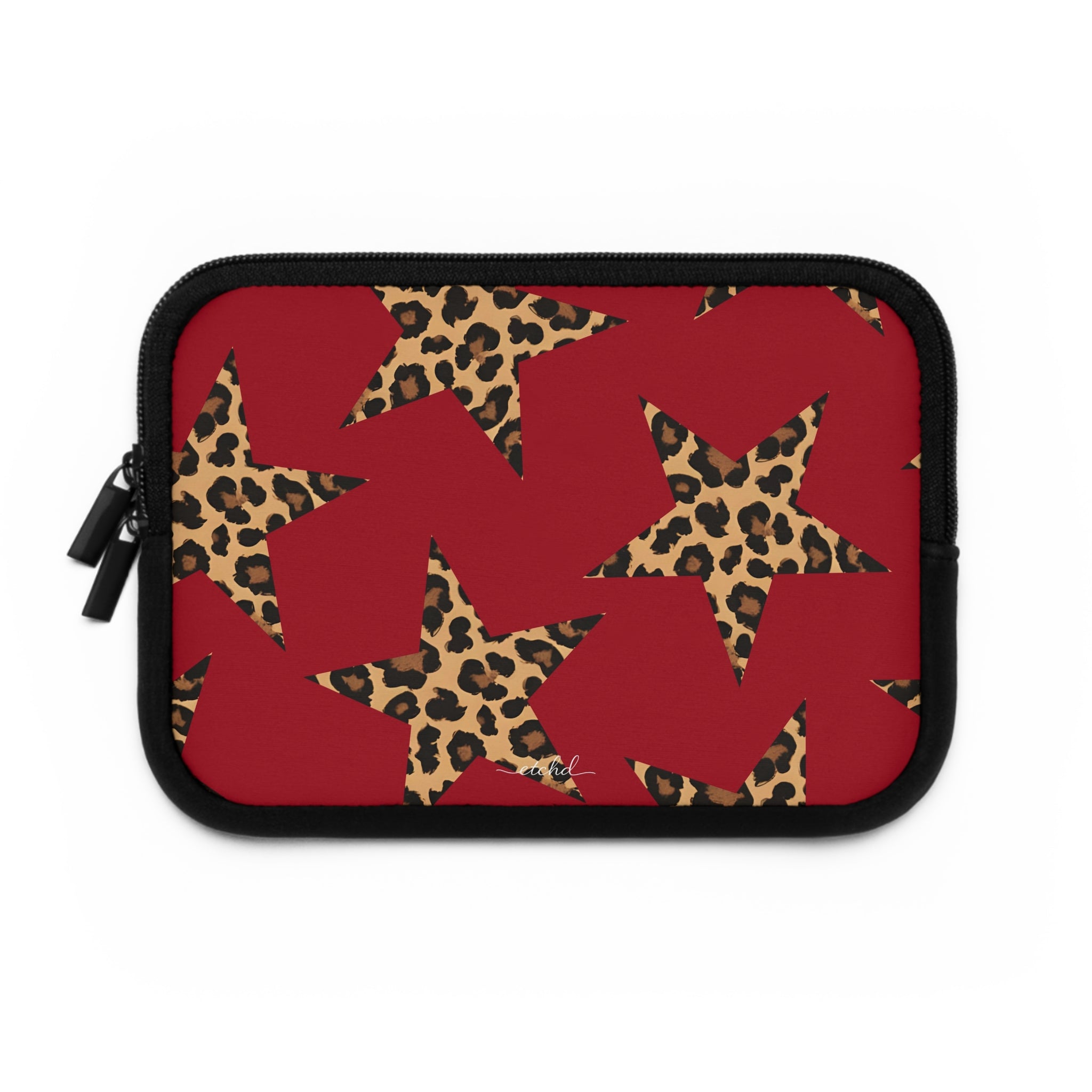 Red & Leopard Stars Laptop Sleeve by etchd, view 2
