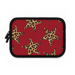 Red & Leopard Stars Laptop Sleeve by etchd, view 2