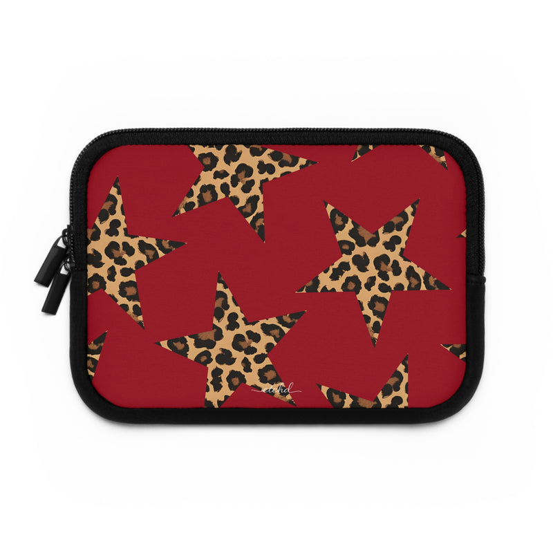 Red & Leopard Stars Laptop Sleeve by etchd, view 2