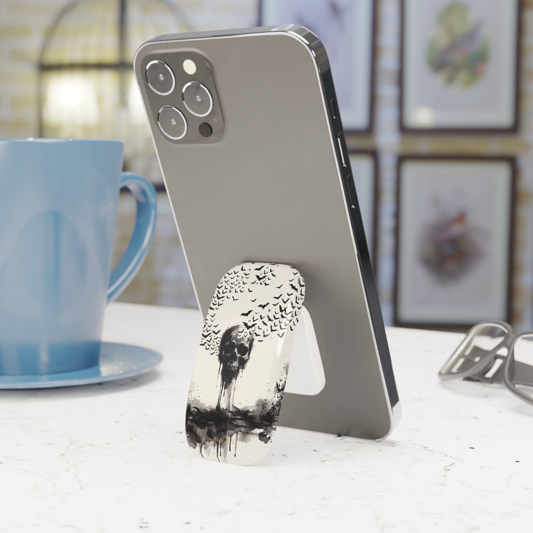 Ink Skull Click-On Phone Grip by etchd, view 3
