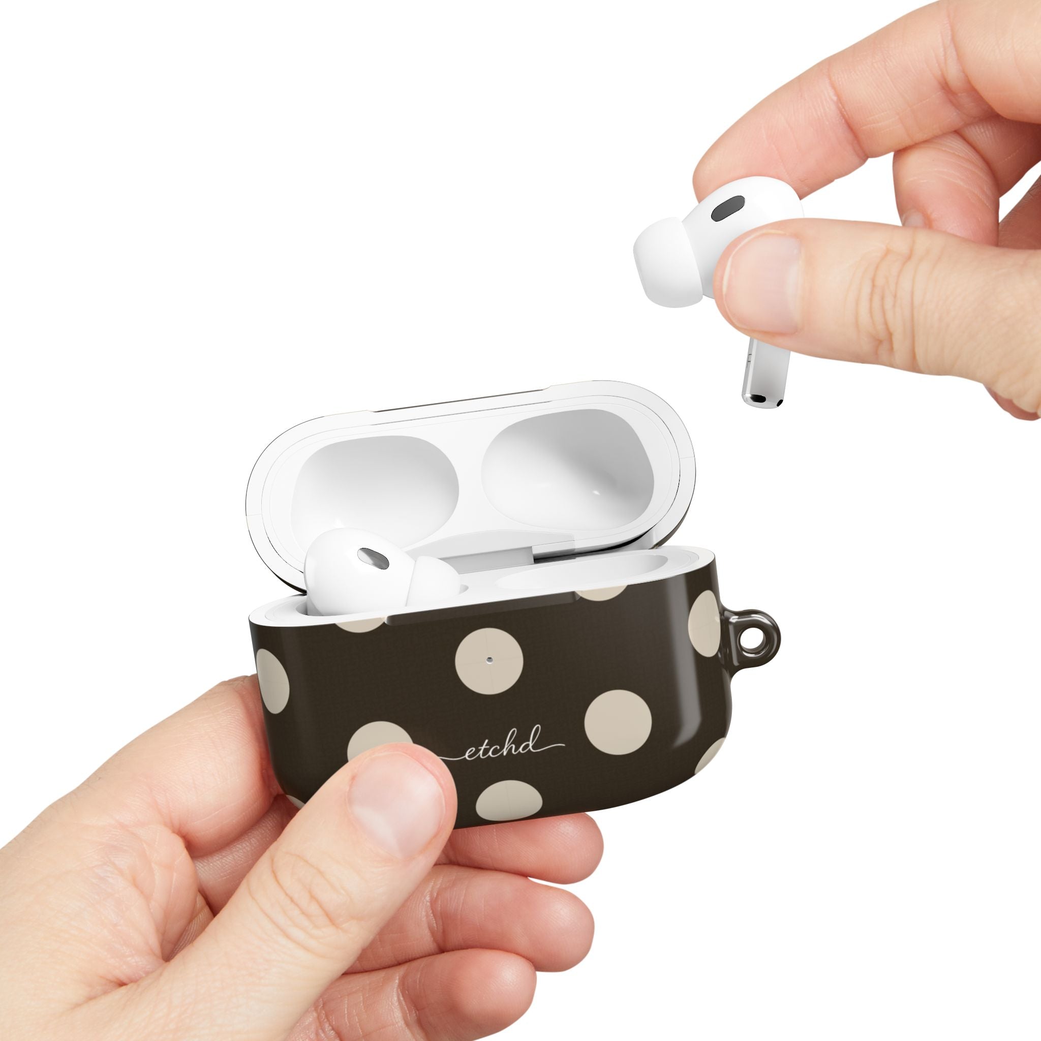 Cream & Brown Polka Dot AirPod Case by etchd, view 11
