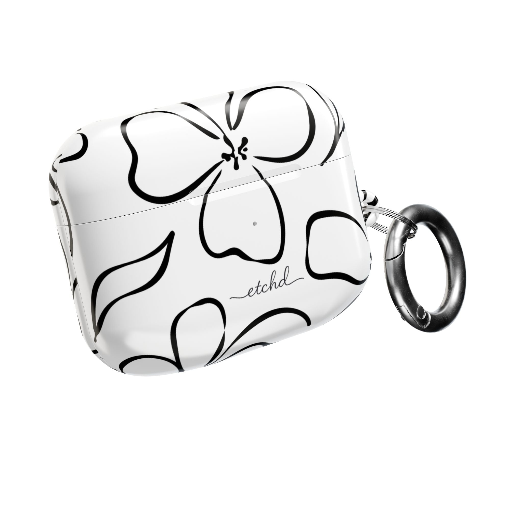 White & Black Floral AirPod Case by etchd, view 8