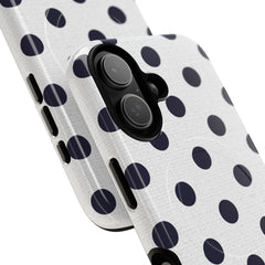 Navy And White Polka Dot Magnetic Phone Case by etchd, view 87