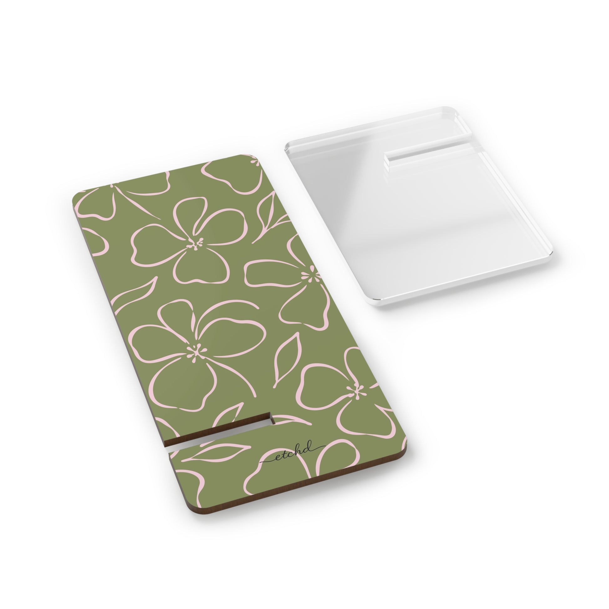 Green & Pink Floral Phone Stand by etchd, view 2