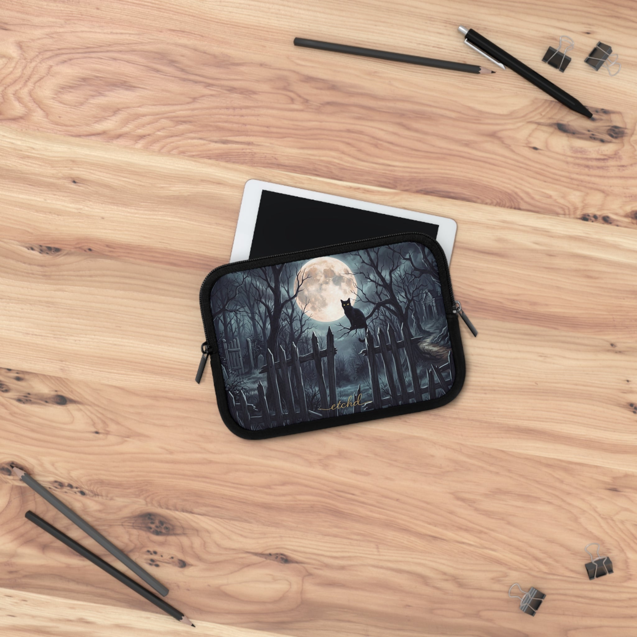 Midnight Cat Laptop Sleeve by etchd, view 14