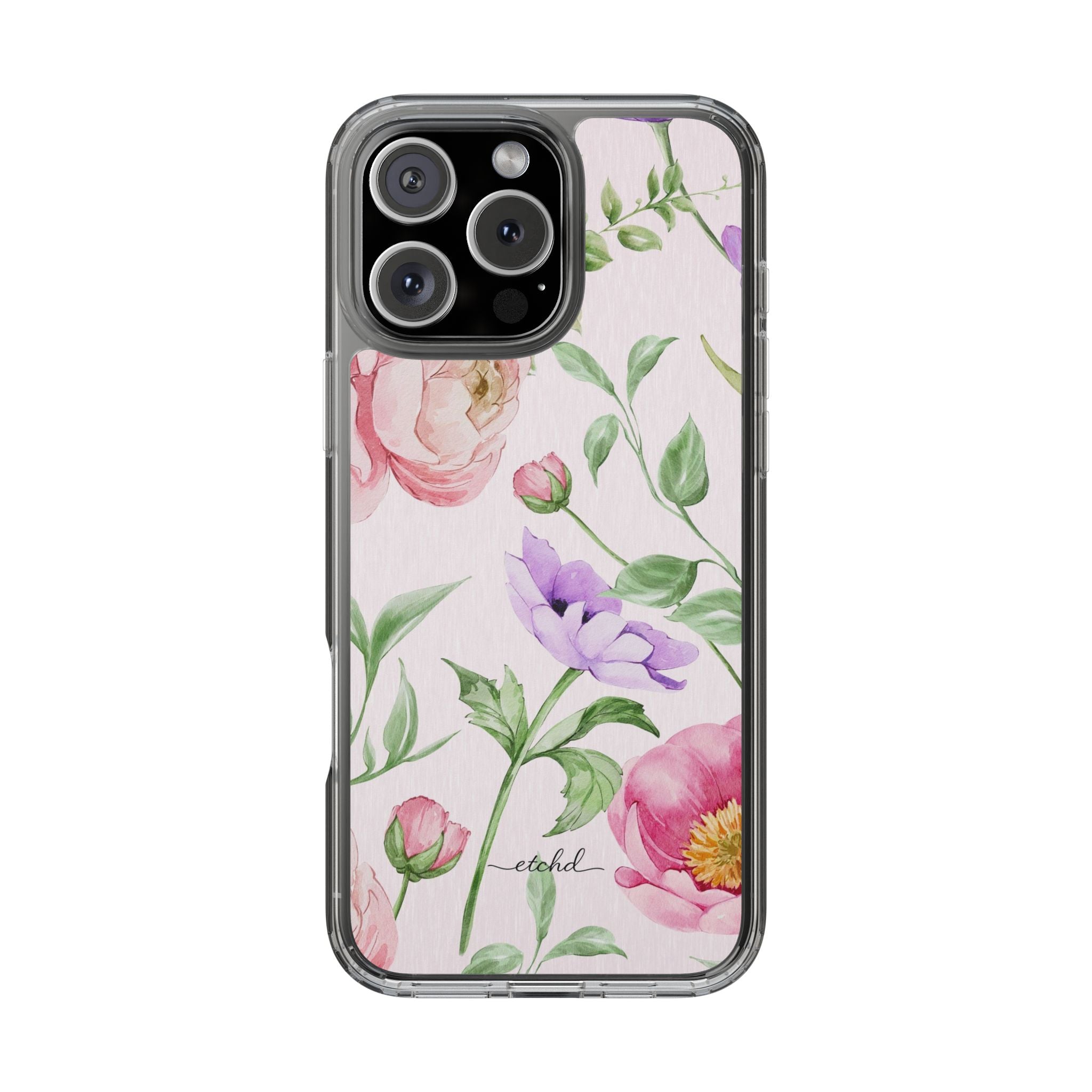 Peony Bloom Clear Phone Case by etchd