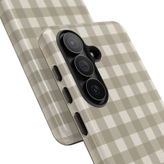 Neutral Gingham Phone Case by etchd, view 209