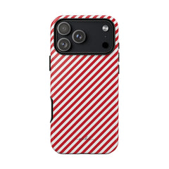 Classic Red & White Striped Diagonal Phone Case by etchd, view 59