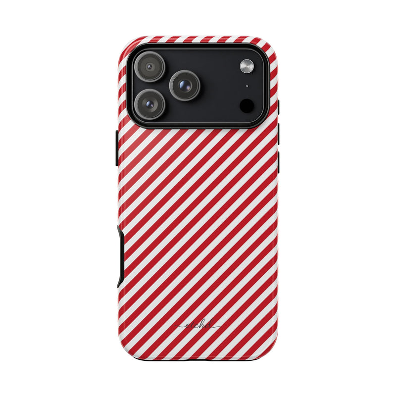 Classic Red & White Striped Diagonal Phone Case by etchd, view 59