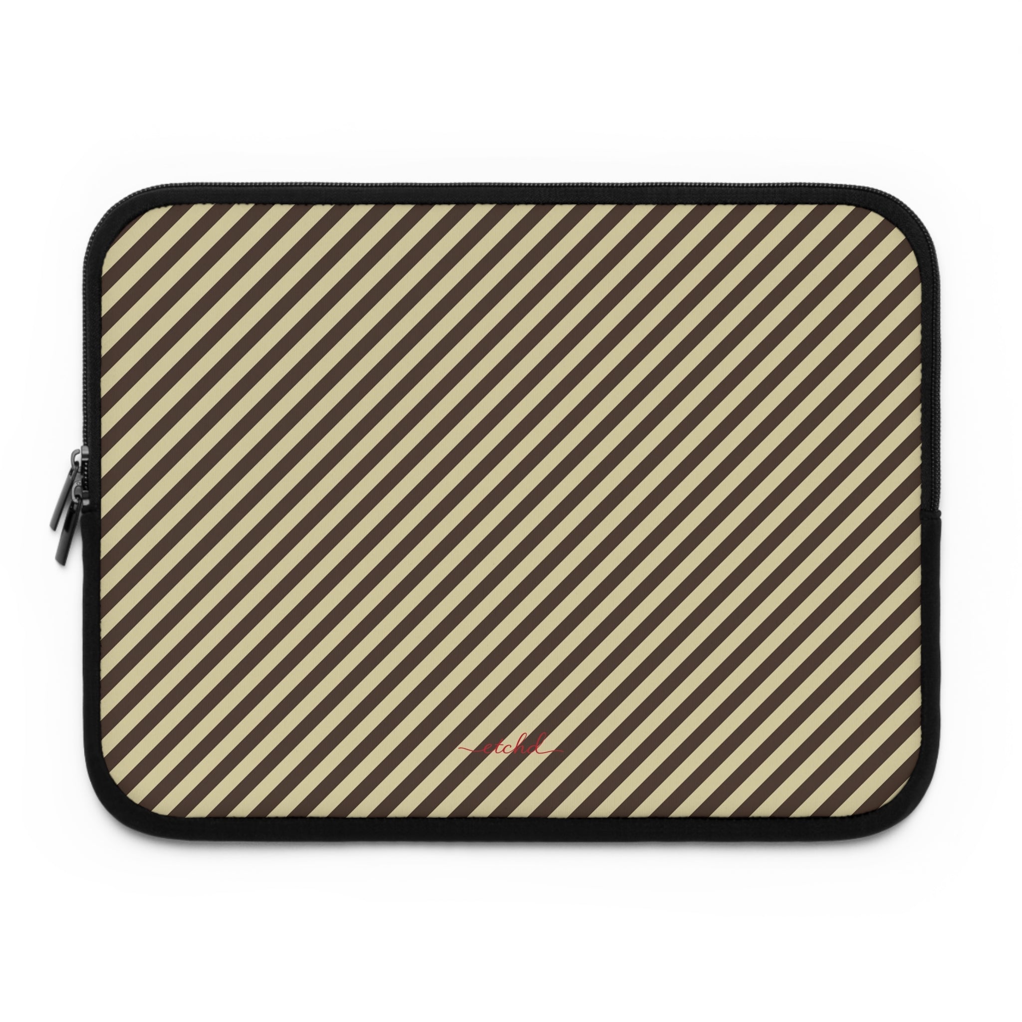 Butter & Brown Striped Diagonal Laptop Sleeve by etchd