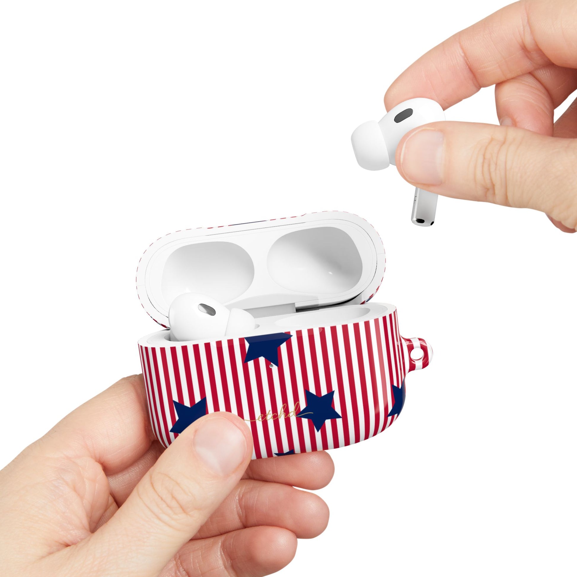 Red Stripes & Blue Stars AirPod Case by etchd, view 11