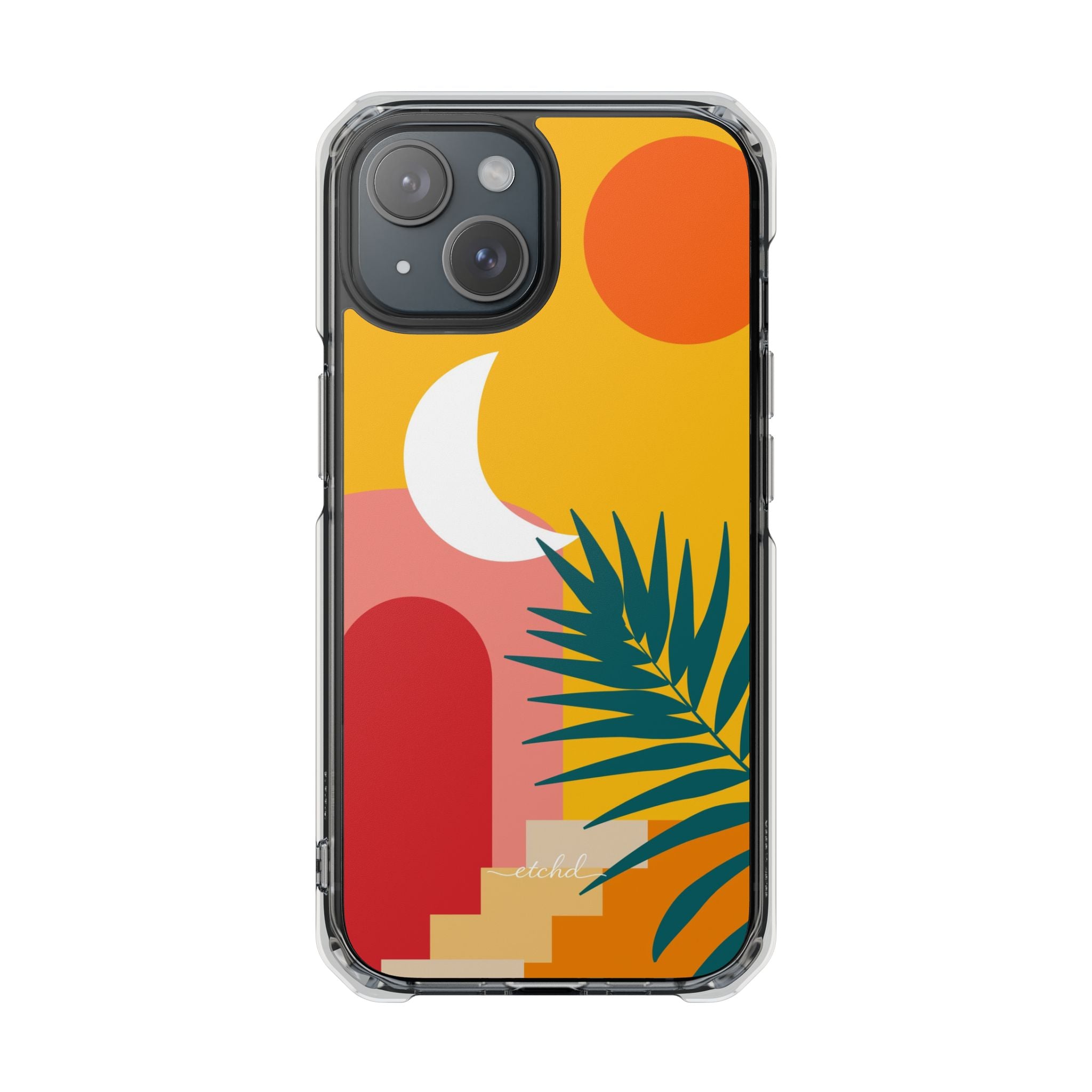 Tropical Sunset Clear Magnetic Phone Case by etchd, view 2
