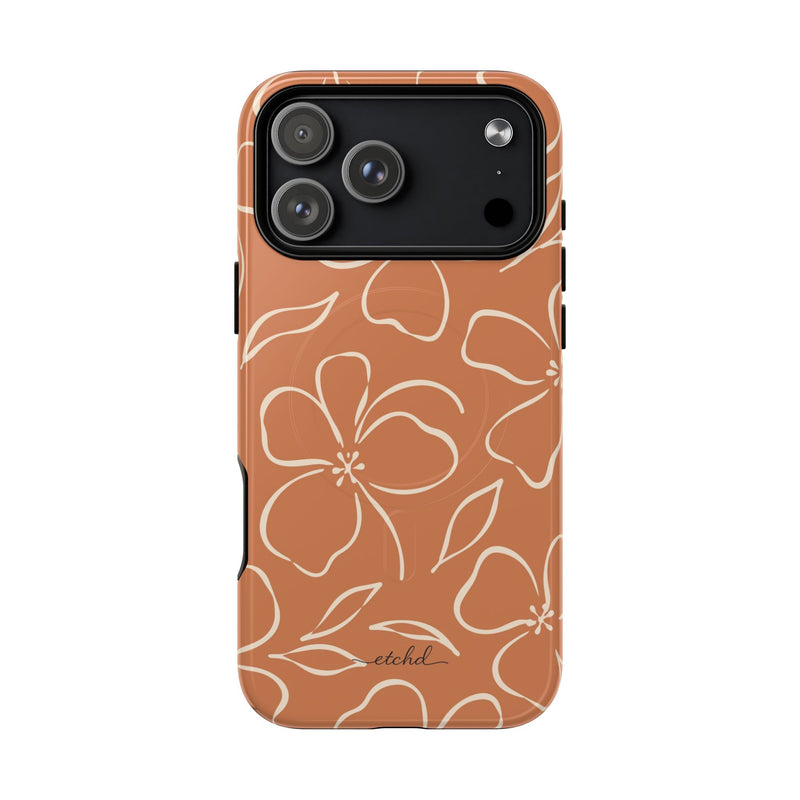 Terracotta & Cream Floral Magnetic Phone Case by etchd, view 31