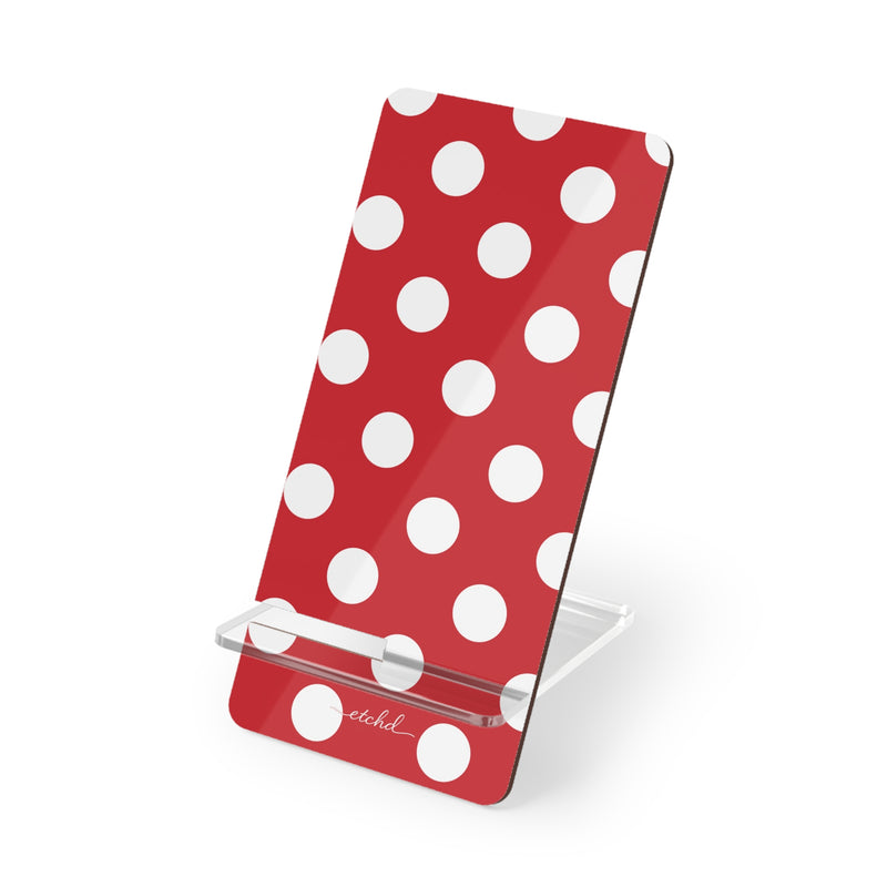 Classic Red Polka Dot Phone Stand by etchd