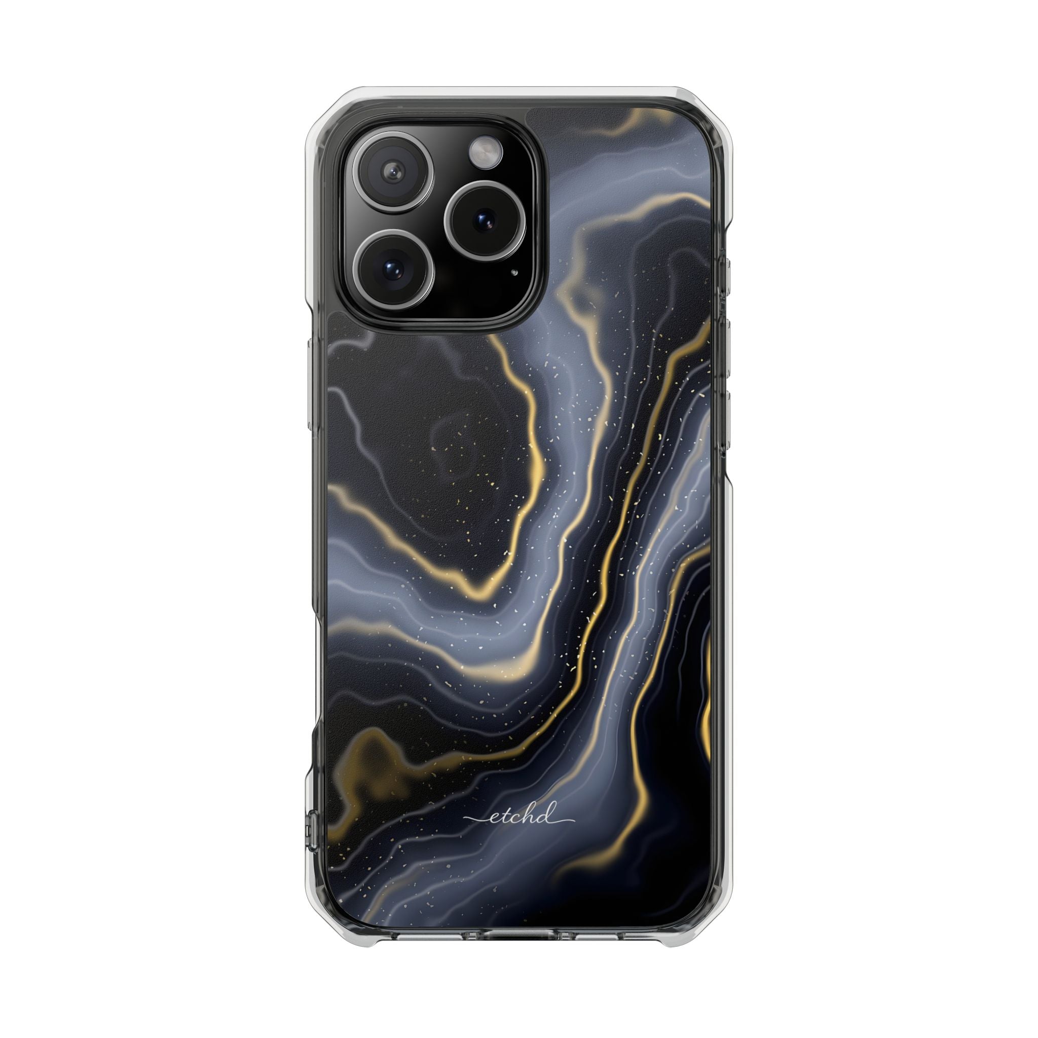 Obsidian Gold Clear Magnetic Phone Case by etchd