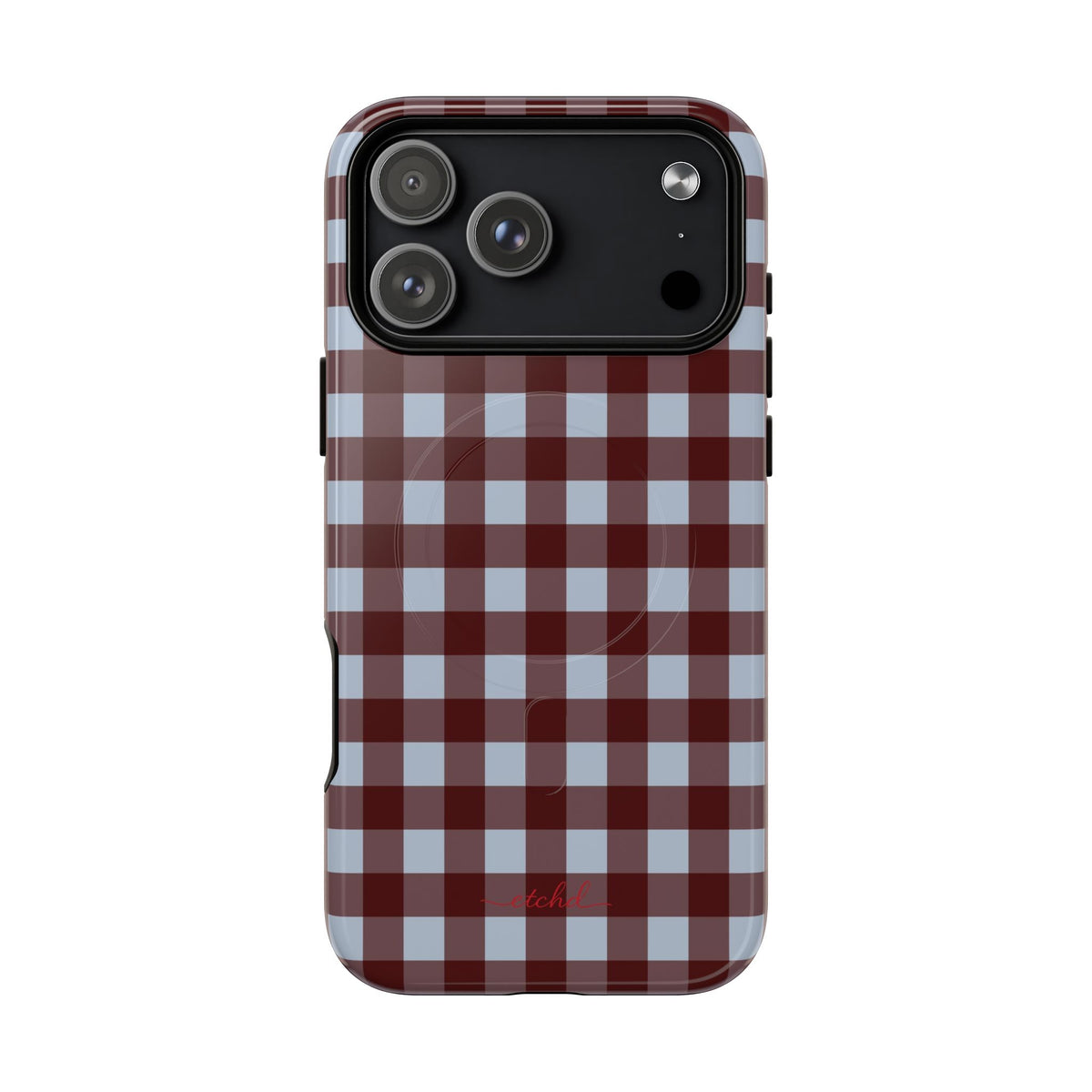 Blue & Cherry Gingham Magnetic Phone Case by etchd, view 31