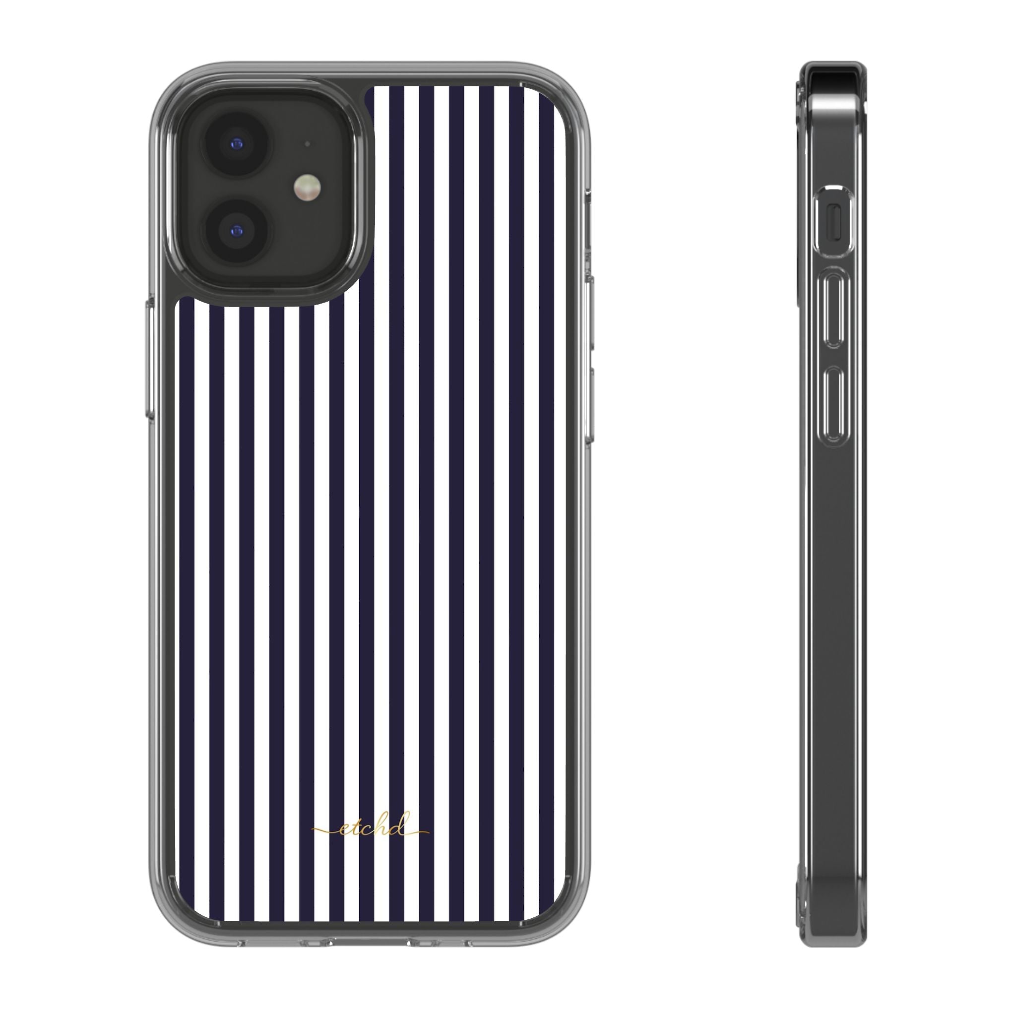 Navy And White Clear Phone Case by etchd, view 2