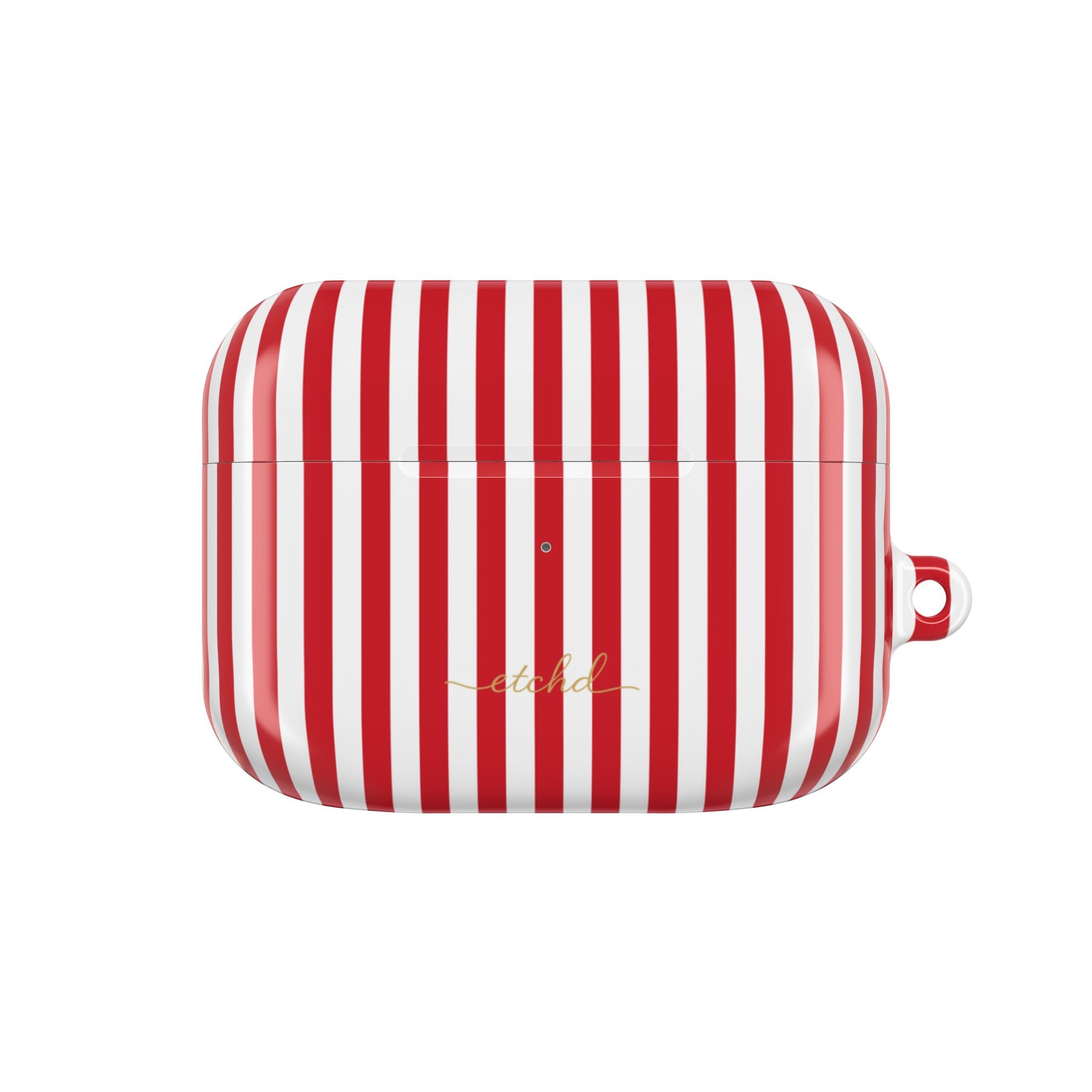 Classic Red & White Striped AirPod Case by etchd