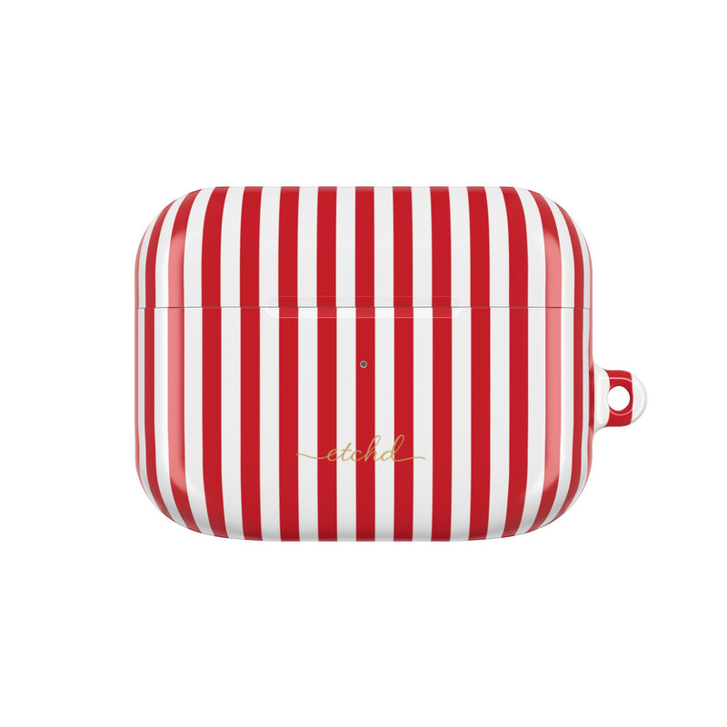 Classic Red & White Striped AirPod Case by etchd
