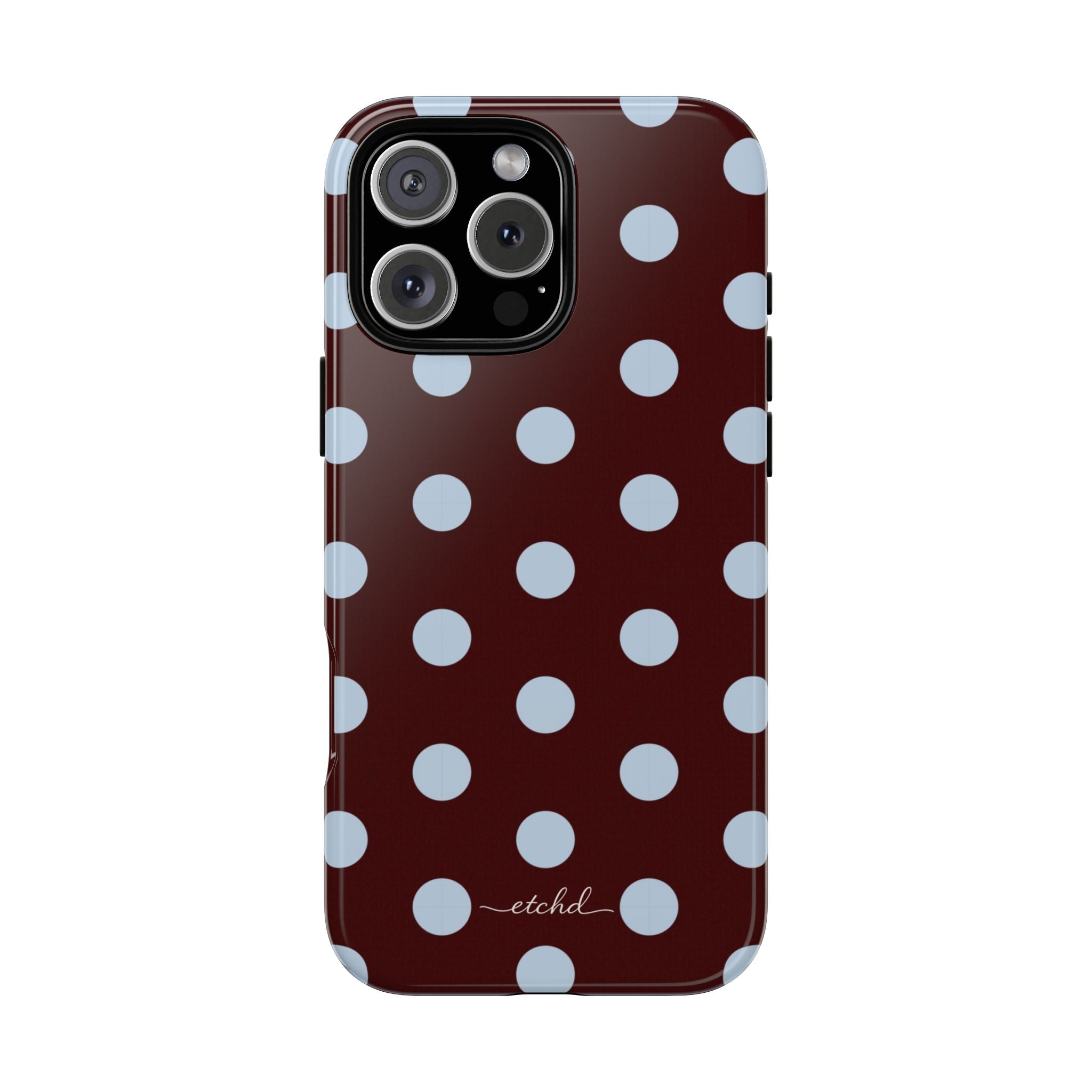 Cherry & Blue Polka Dot Phone Case by etchd