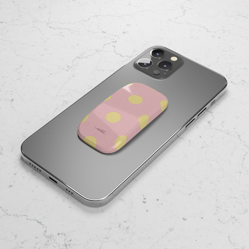 Butter And Pink Polka Dot Click-On Phone Grip by etchd, view 5