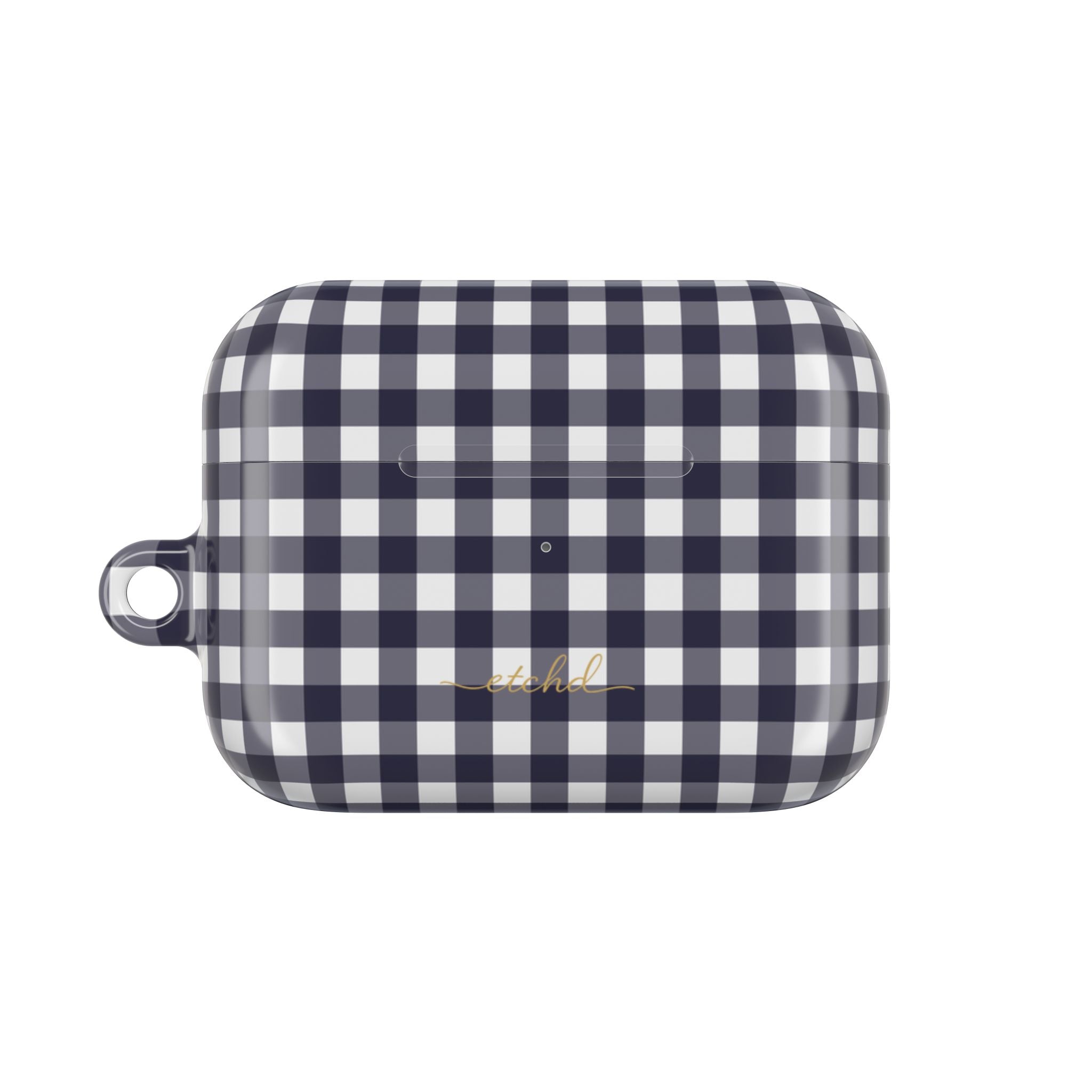 White & Navy Gingham AirPod Case by etchd, view 2