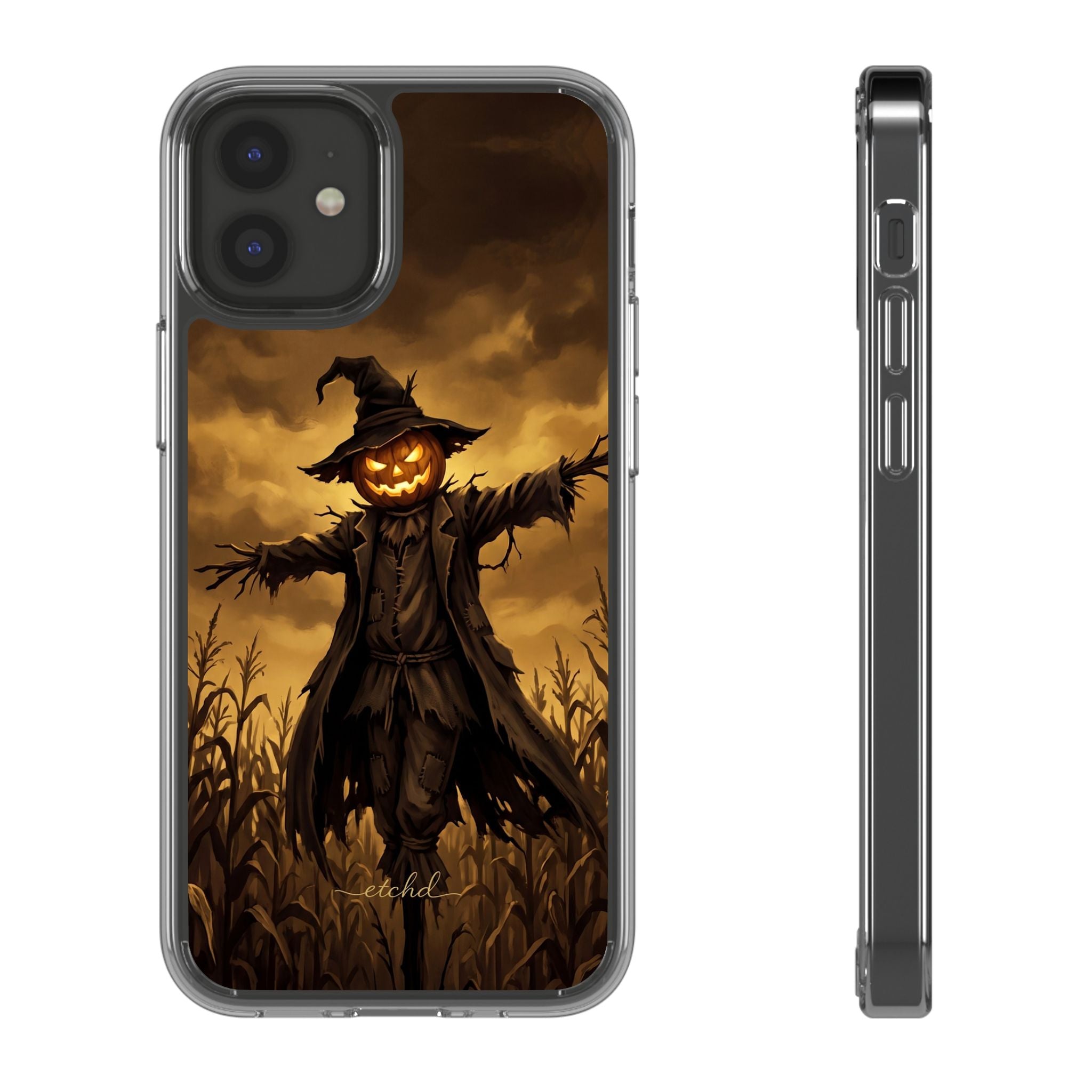 Scarecrow Night Clear Phone Case by etchd, view 2