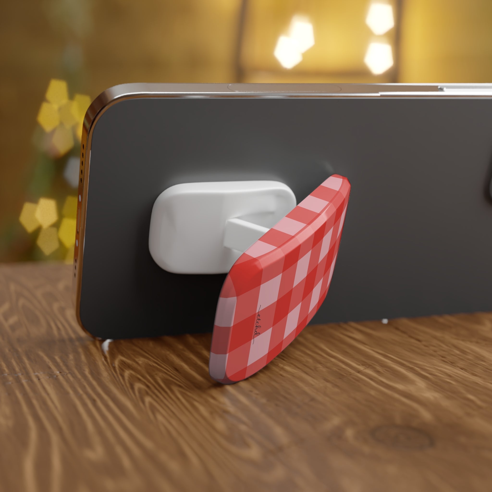 Blush & Poppy Gingham Click-On Phone Grip by etchd, view 4