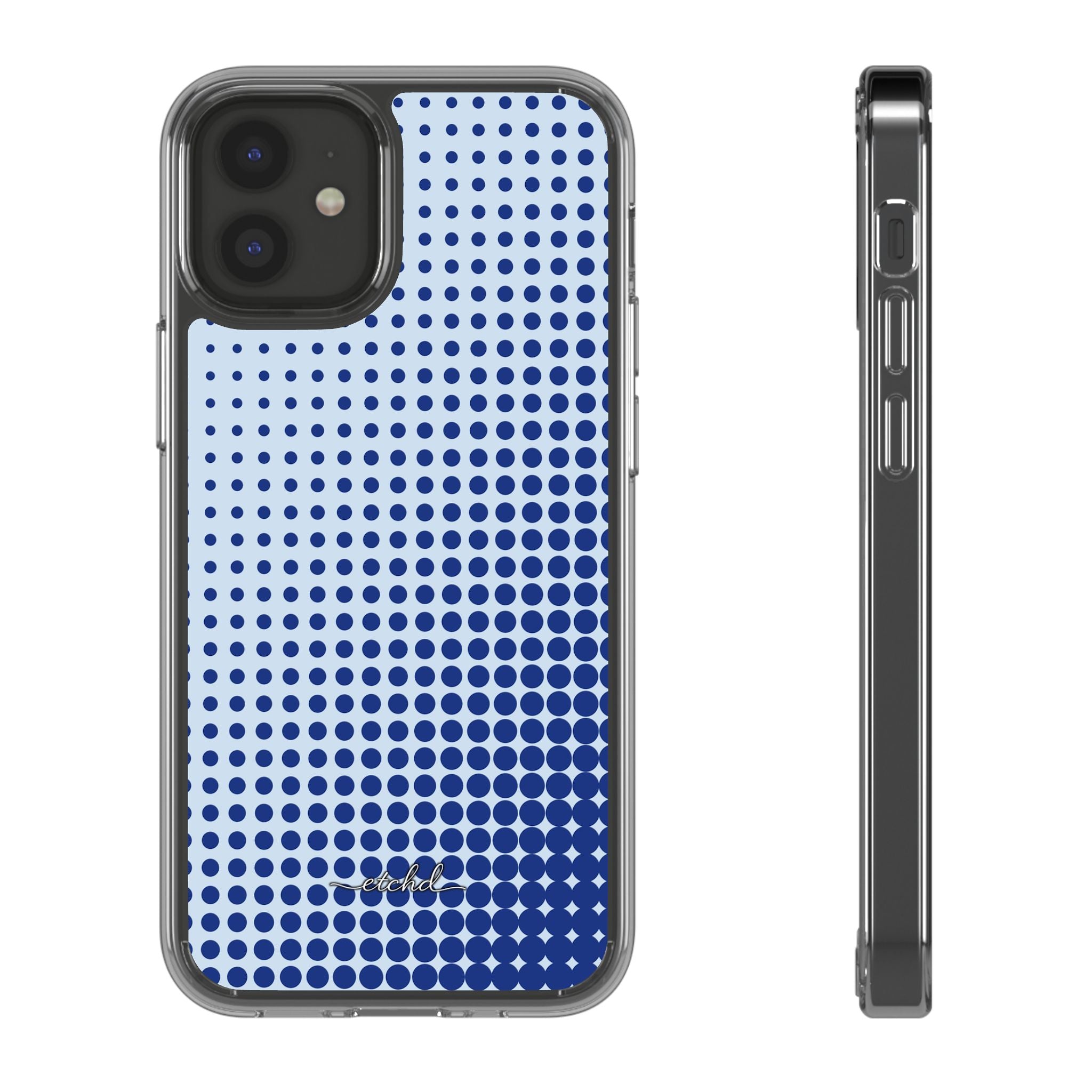 Cobalt Halftone Coque Téléphone Transparente