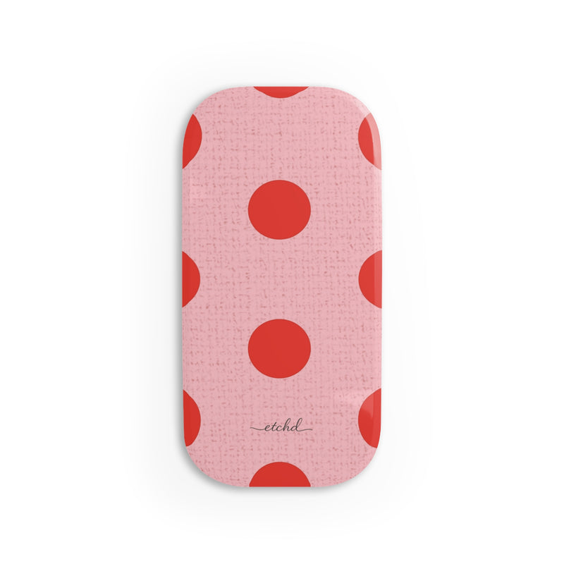 Poppy And Blush Polka Dot Click-On Phone Grip by etchd