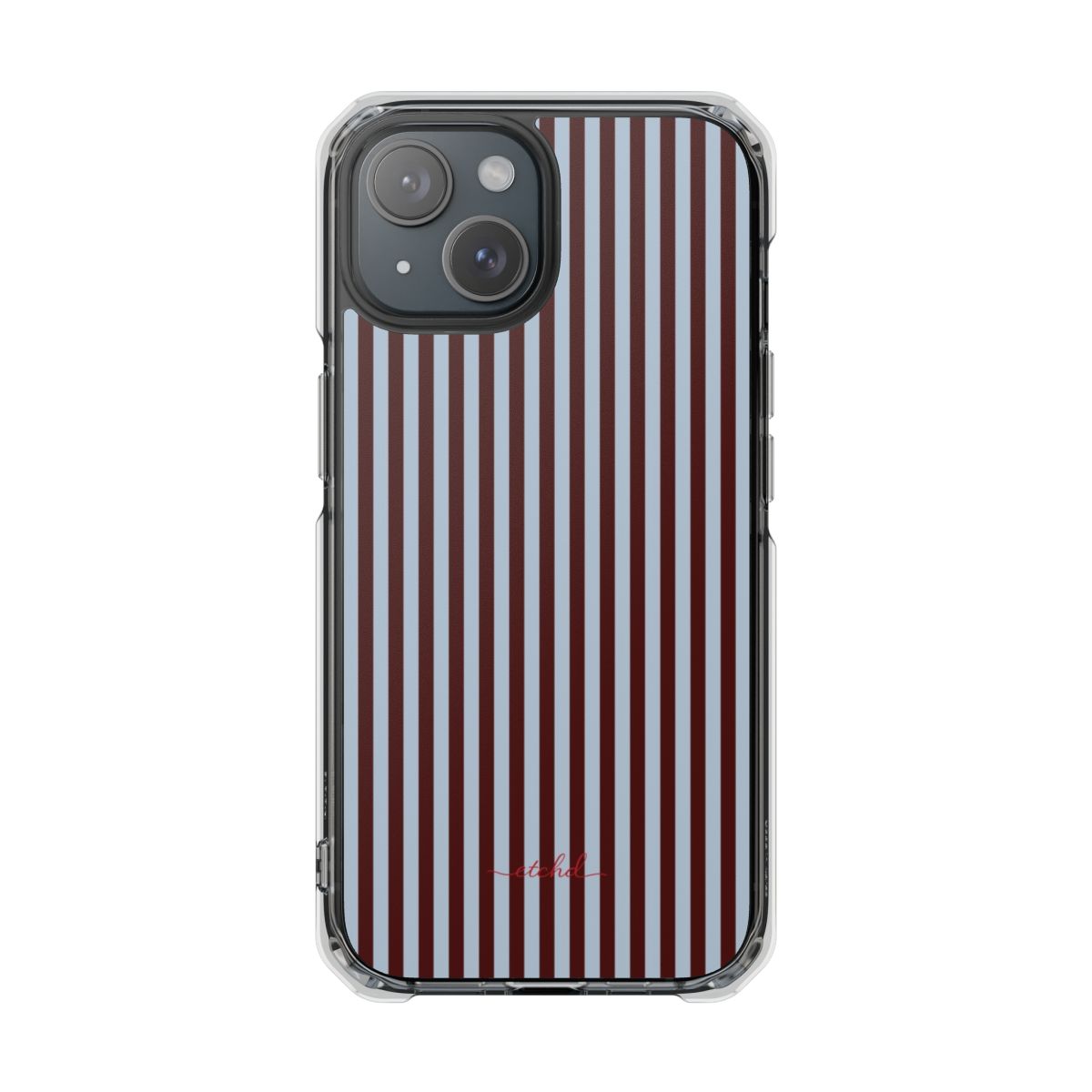 Blue & Cherry Striped Funda transparente magnética para móvil de etchd, vista 2