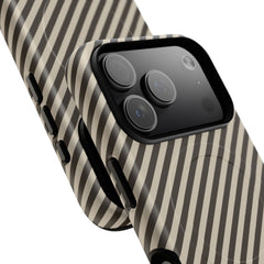 Cream & Brown Striped Diagonal Magnetic Phone Case by etchd, view 100