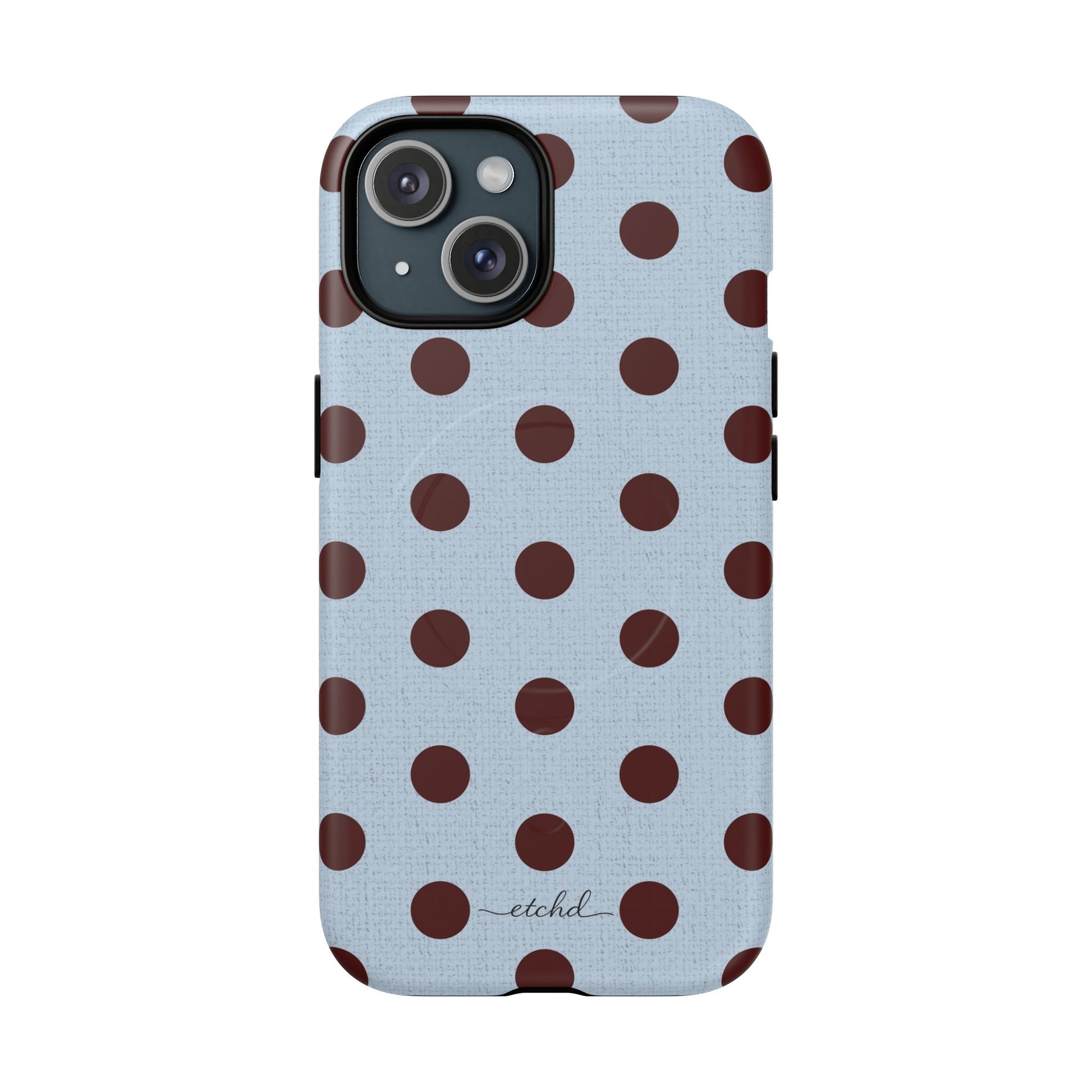 Blue & Cherry Polka Dot Magnetic Phone Case by etchd, view 3