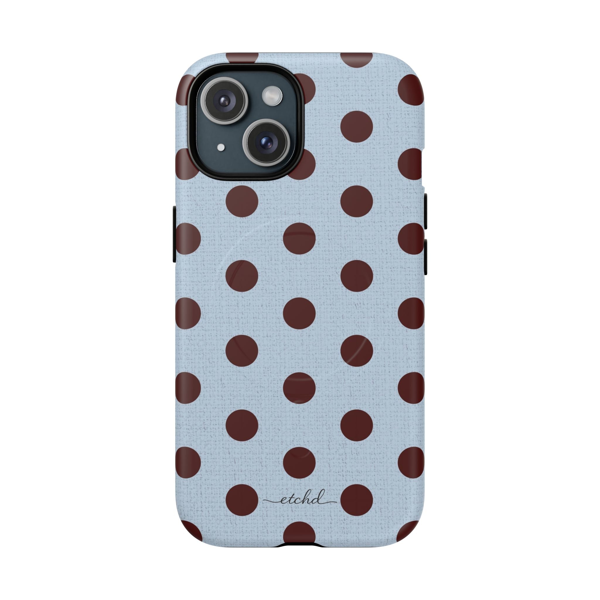 Blue & Cherry Polka Dot Magnetic Phone Case by etchd, view 3