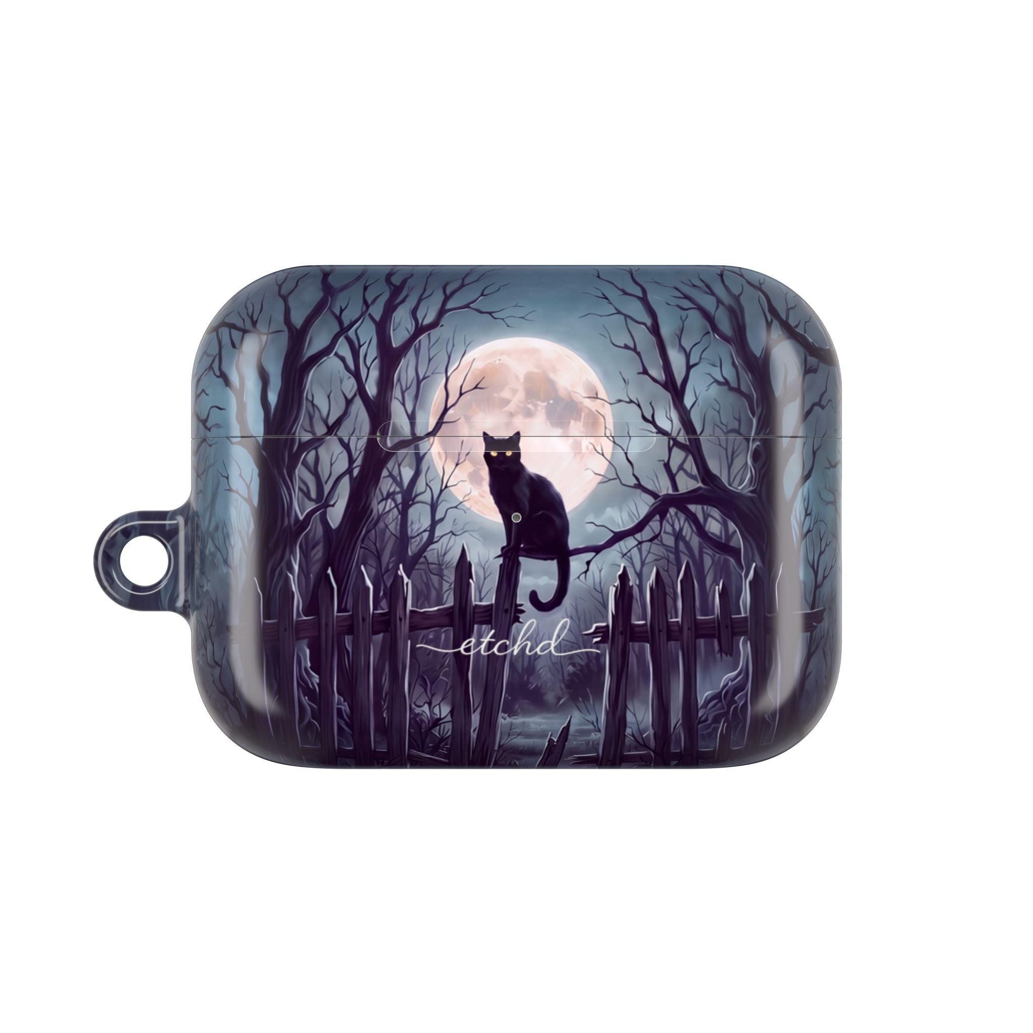 Midnight Cat AirPod Case by etchd, view 2
