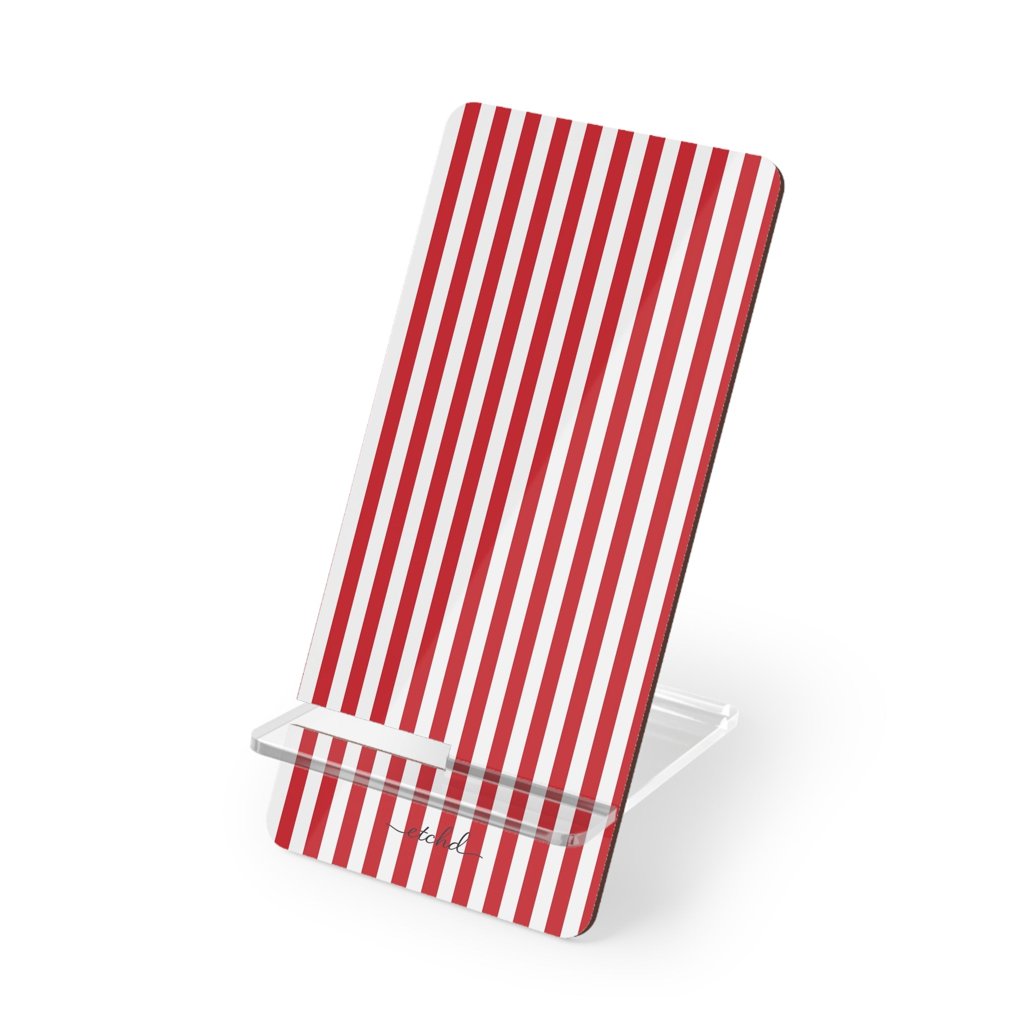 Classic Red & White Striped Phone Stand by etchd