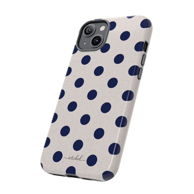 Navy & Cream Polka Dot Phone Case by etchd, view 220