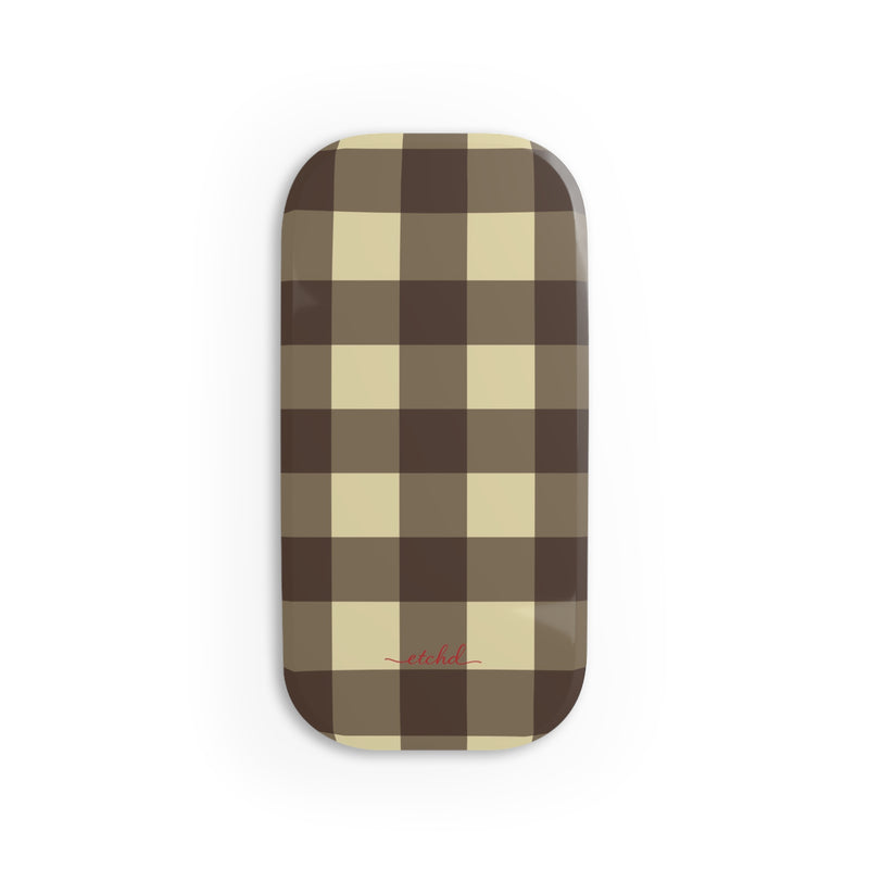 Butter & Brown Gingham Click-On Phone Grip by etchd