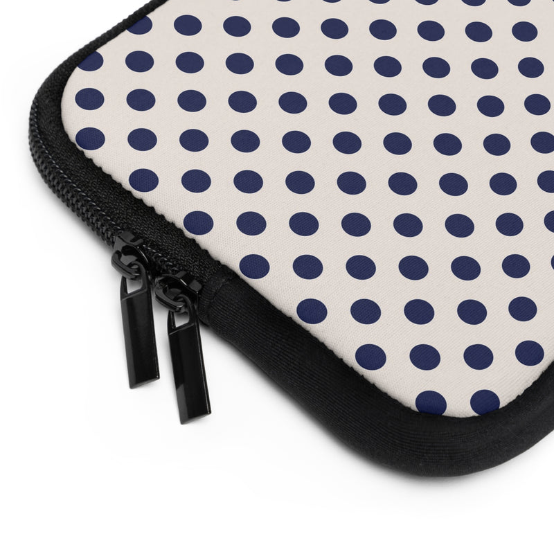 Navy & Cream Polka Dot Laptop Sleeve-zoom-