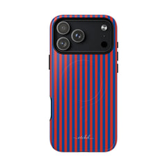 Cobalt & Poppy Striped Magnetic Phone Case by etchd, view 31