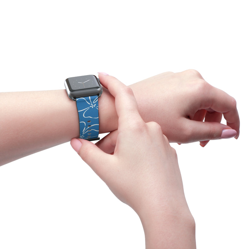 Cerulean & White Floral Smartwatch Strap by etchd, view 11