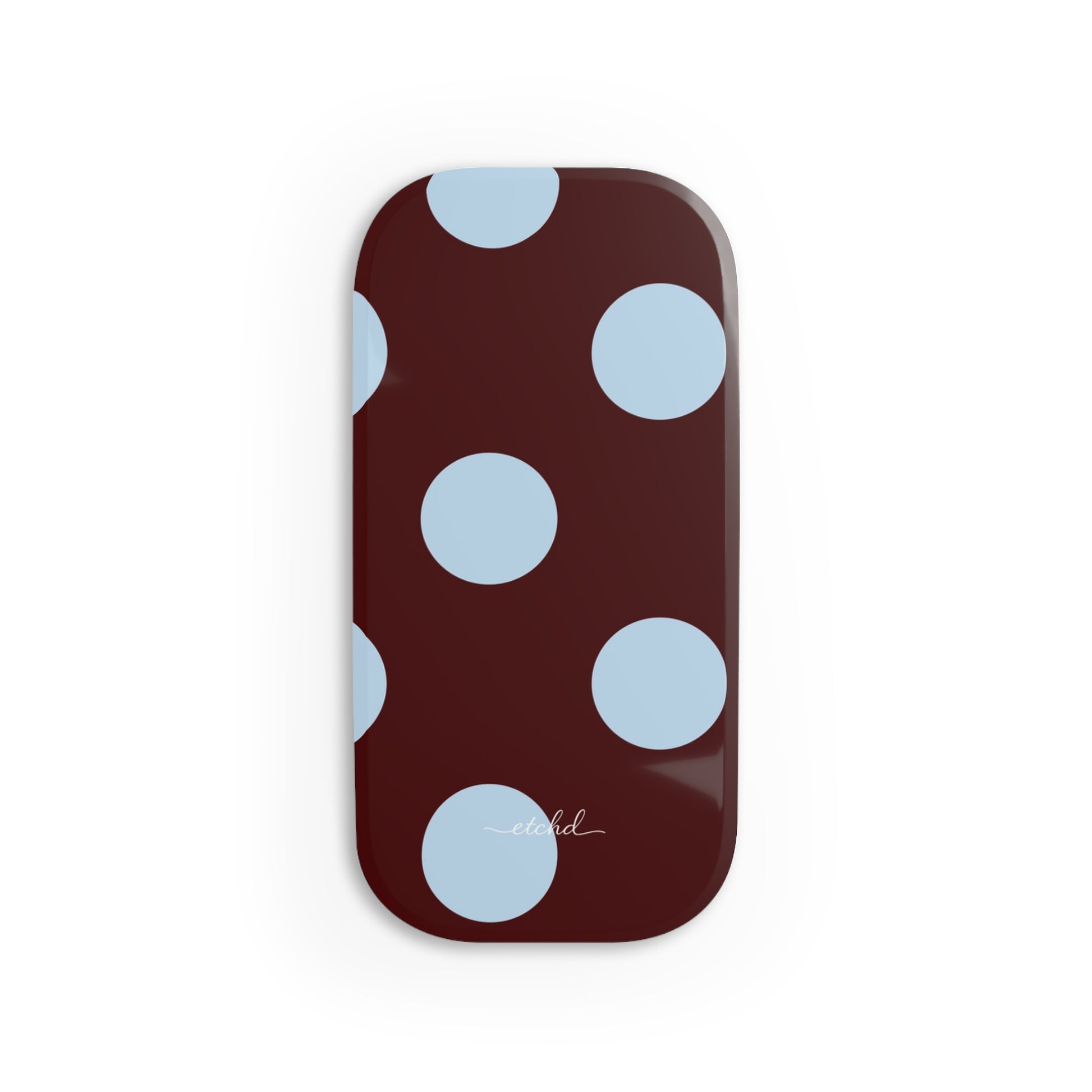 Cherry & Blue Polka Dot Click-On Phone Grip by etchd
