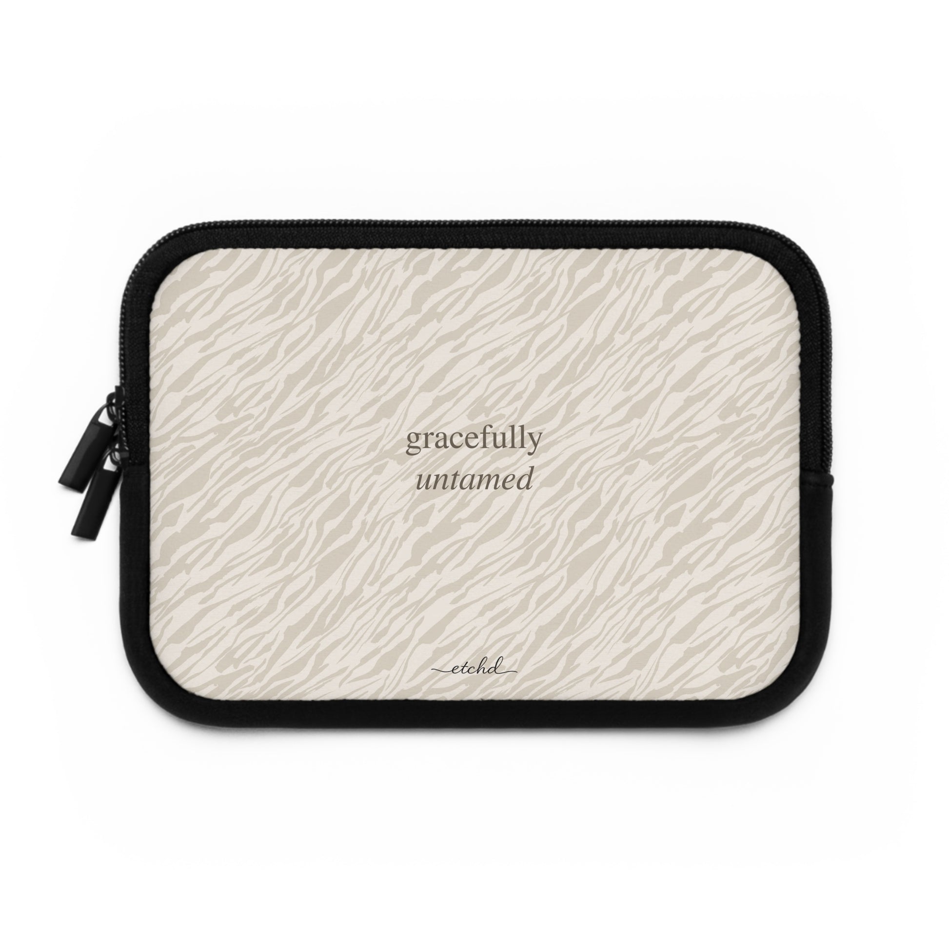 Beige Zebra Laptop Sleeve by etchd, view 2