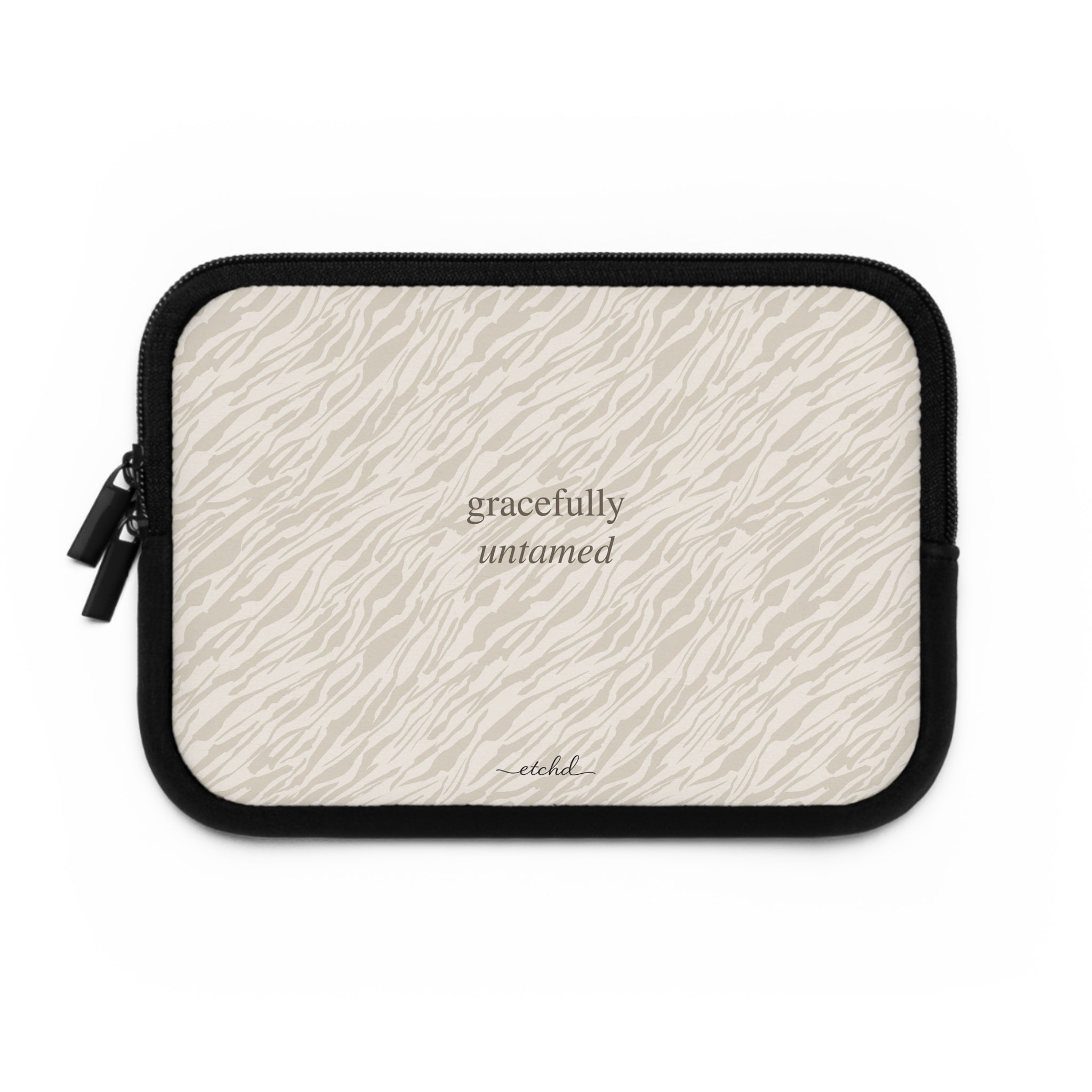 Beige Zebra Laptop Sleeve by etchd, view 2