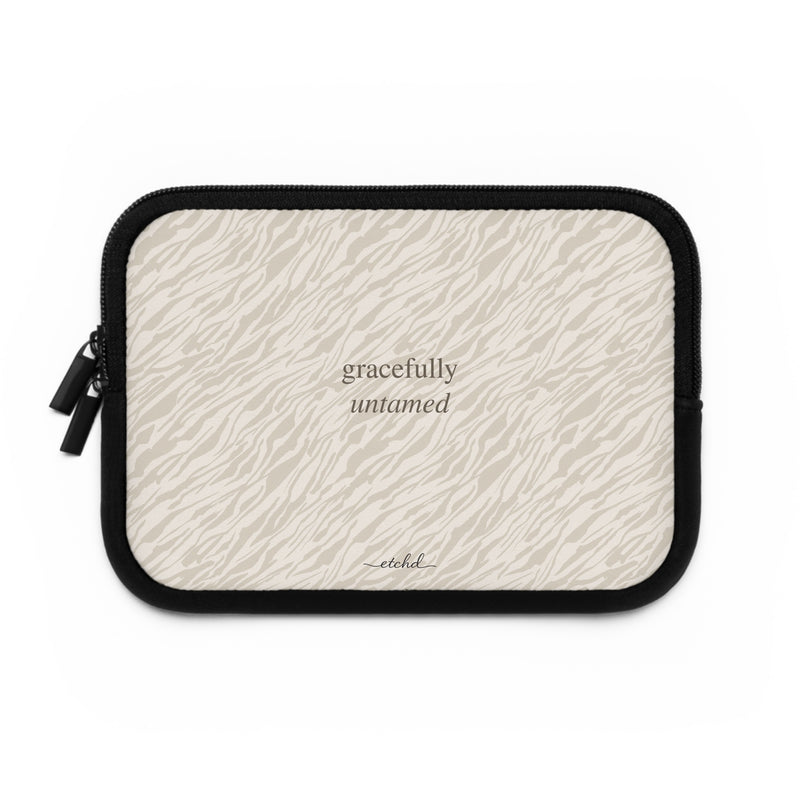 Beige Zebra Laptop Sleeve by etchd, view 2
