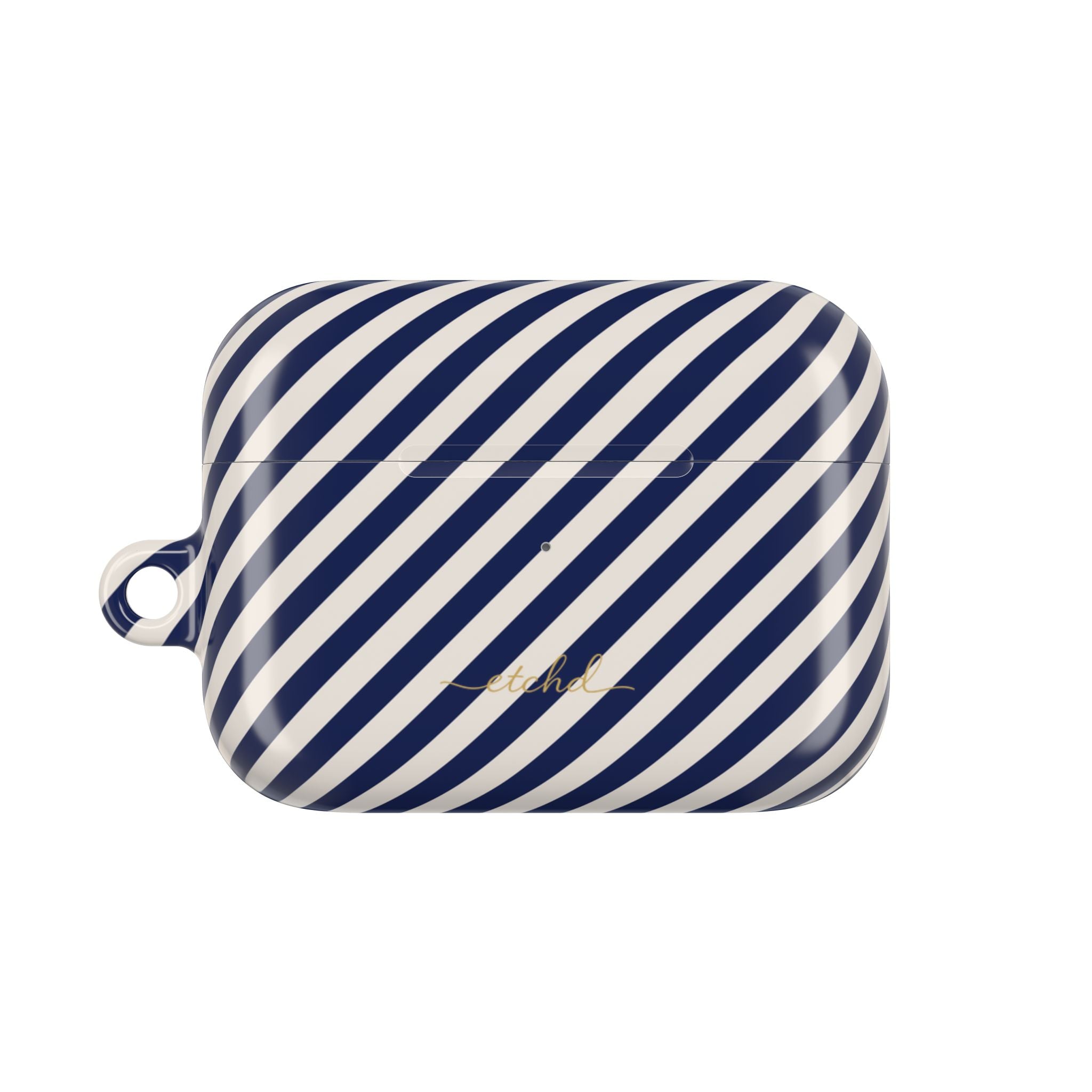 Navy & Cream Striped Diagonal AirPod Case by etchd, view 2