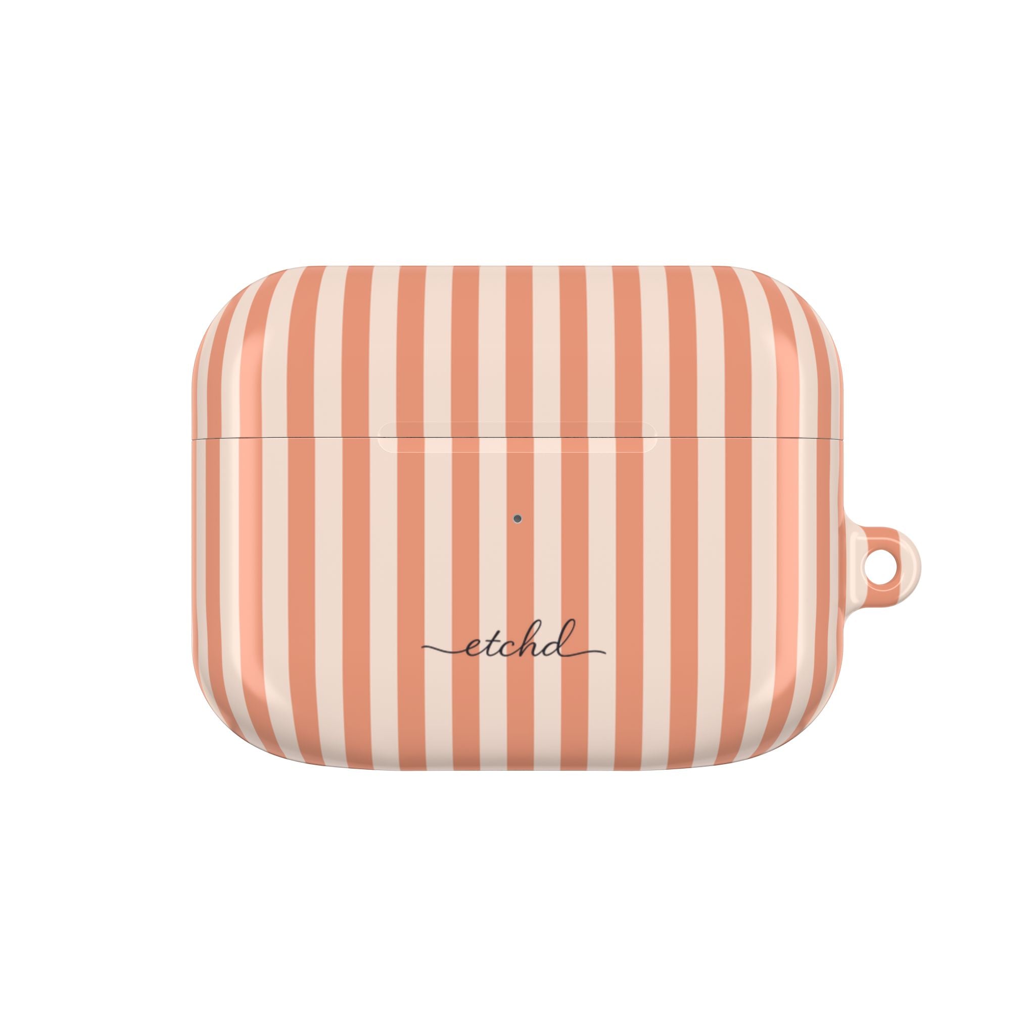 Coral & Cream Striped AirPod Case by etchd