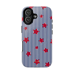 Blue Stripes & Red Stars Magnetic Phone Case by etchd, view 25