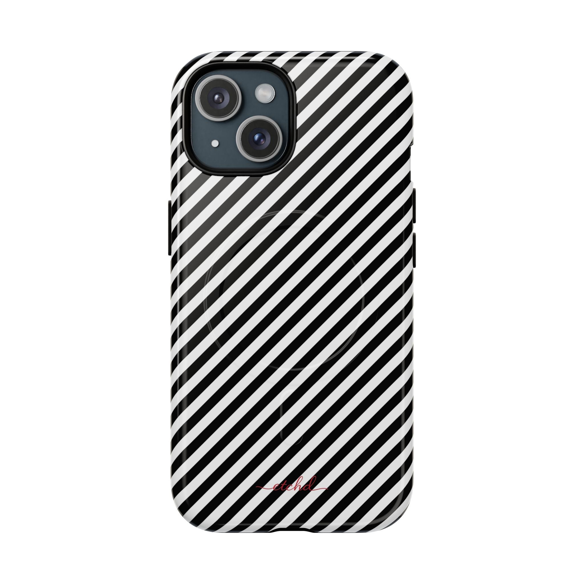 Black & White Striped Diagonal Magnetic Phone Case by etchd, view 2